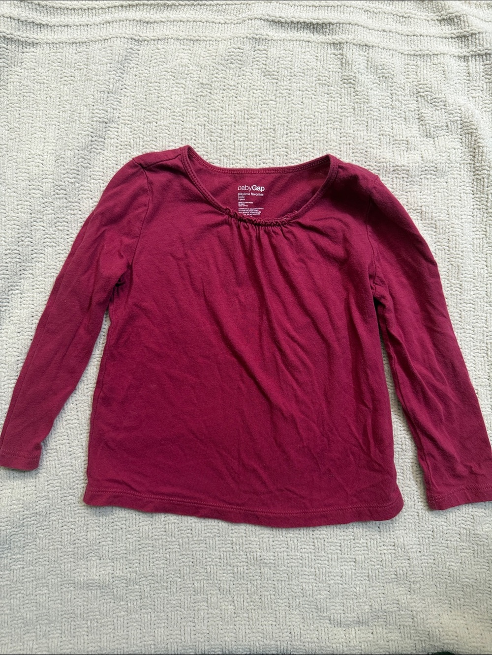 GAP Long-Sleeve Girls' Burgundy Tee 3y